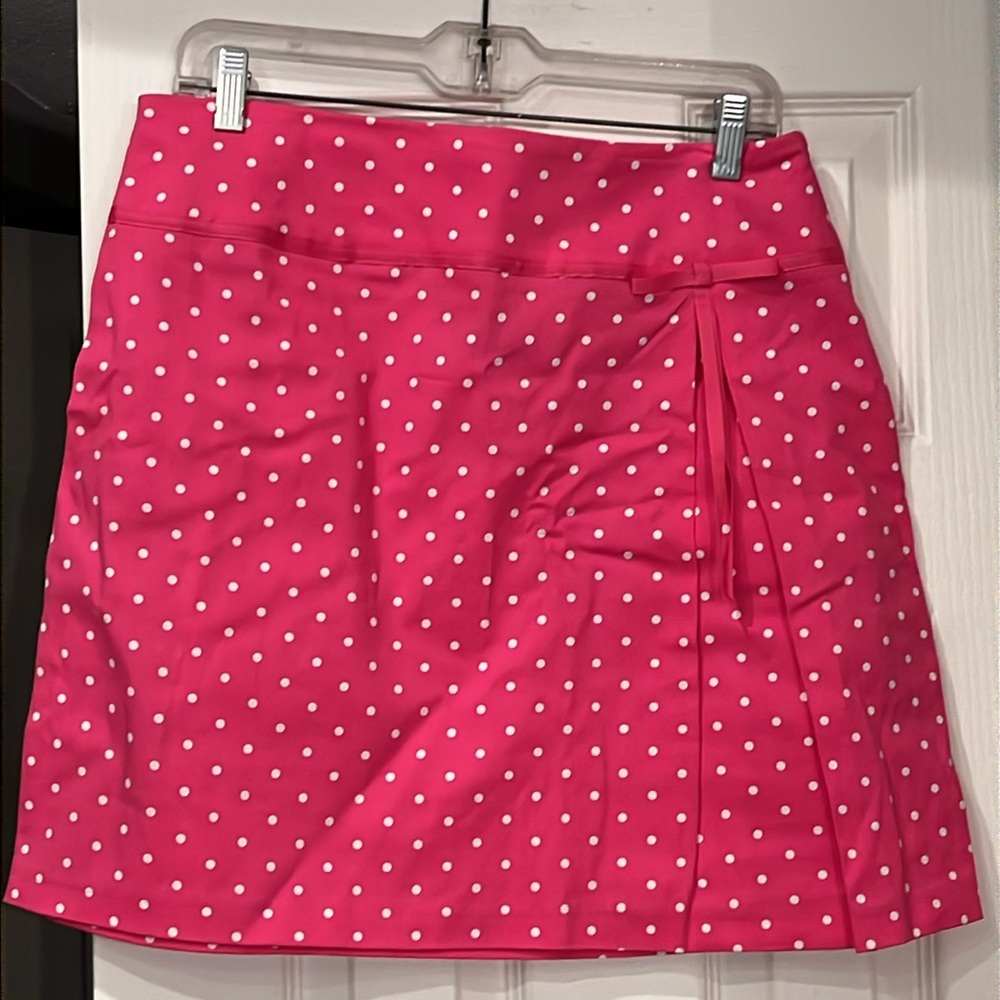Skirtology Pink & White Polka Dots Skirt. Ribbon with Bow on Left. Sz12